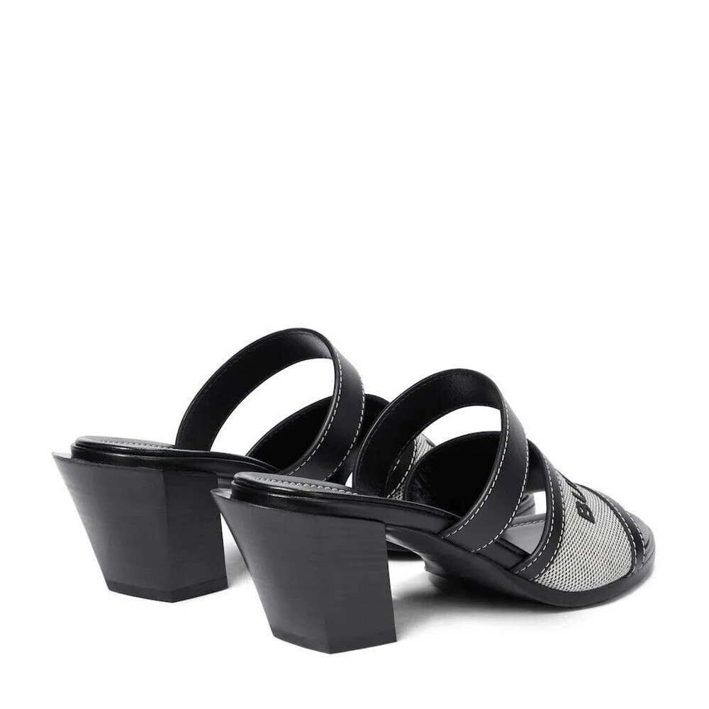 NIB BURBERRY HONOUR BLACK LEATHER LOGO SLIDE SANDALS MULE PUMPS 38 ITALY $690 - Picture 9 of 12